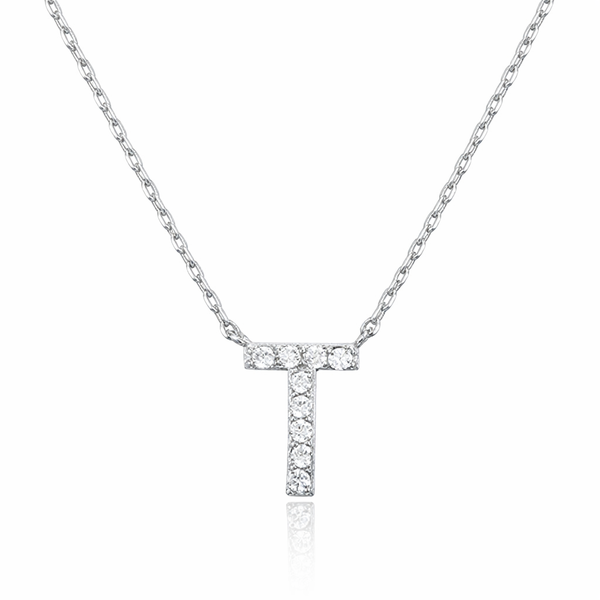 Letter T Necklace - Silver image