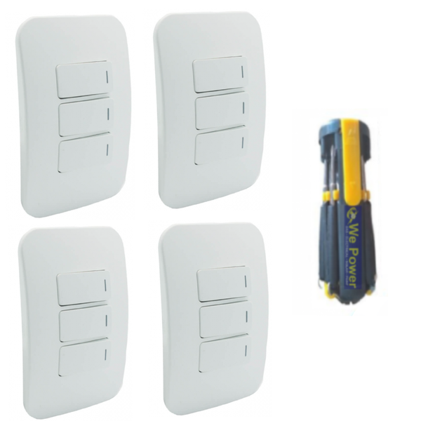 Switch 3 Lever Plug Set Of Four With Free Screwdriver Set