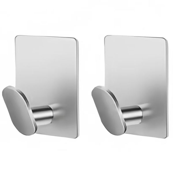 2 Piece Adhesive Wall Hooks, Stainless Steel Towel Racks