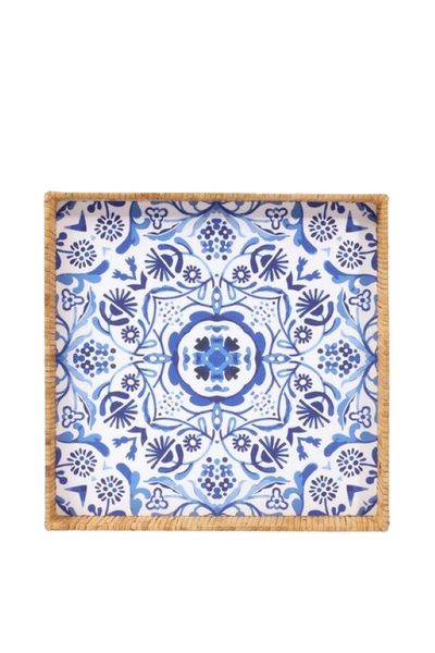 Delft Square Decor Tray, 41x41cm