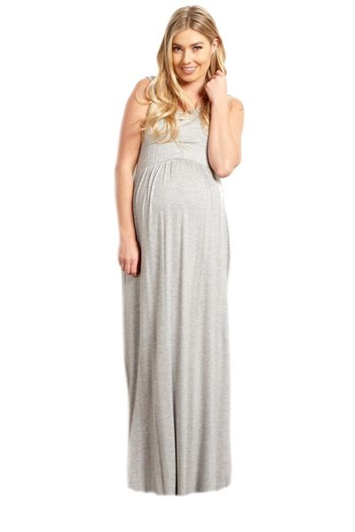 Absolute Maternity Sleeveless Maternity Maxi Dress Melange