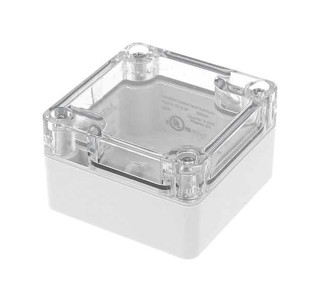 1554B2GYCL - Heavy Duty Polycarbonate Enclosure 65 x 65 x 40 mm