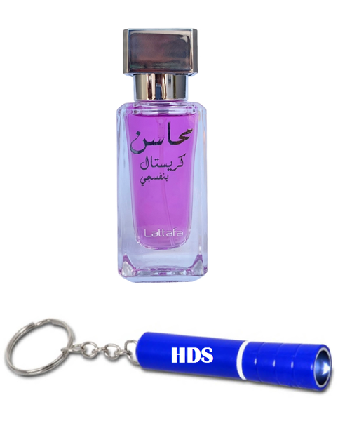 Lattafa Mahasin Crystal Violet Eau De Parfum - 30ml with HDS Torch