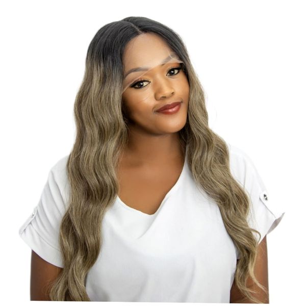 Luxury Synthetic 26? Wavy T-Part Lace Front Ash Brown