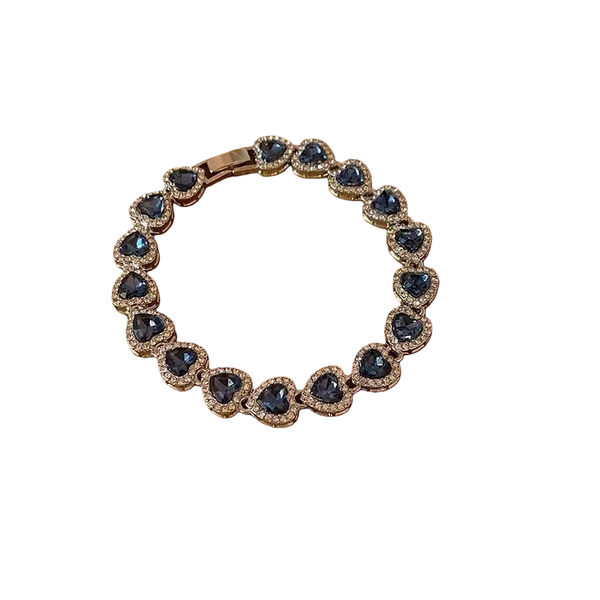 Navy Blue Crystal Halo Tennis Bracelet
