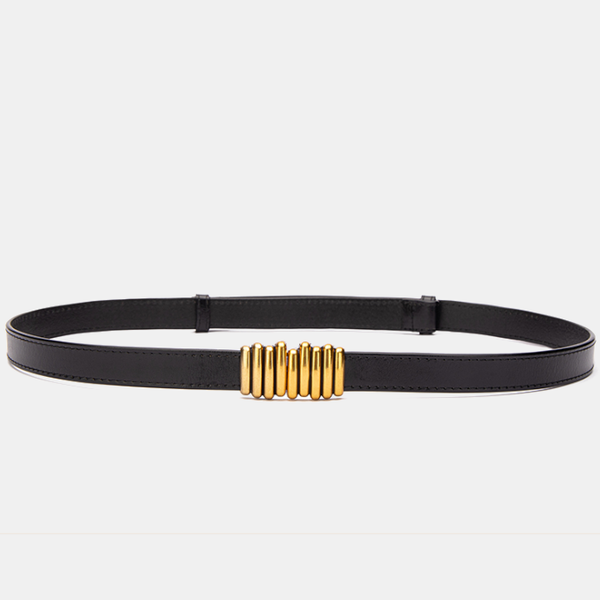 Olive Tree - Ladies Genuine Leather Cowhide Belt - Black