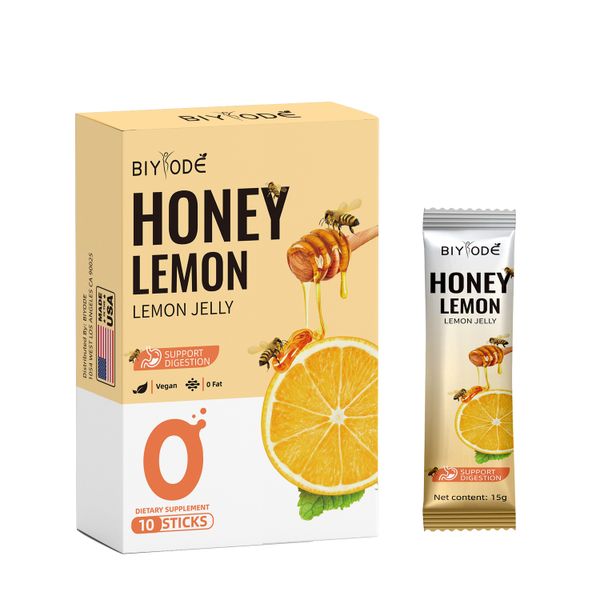 BIYODE Honey Lemon Jelly 10 Packets, Vegan Fat Free, Immune Boosting