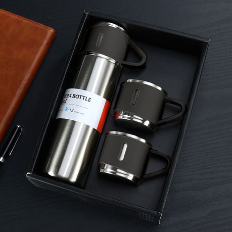 500ml Stainless Steel Double Wall Thermos Vacuum Flask 3x 180ml