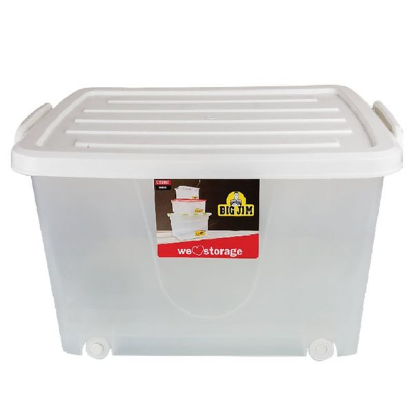 Storage Box - Plastic - White - 55L - 60cm x 40cm x 32cm - 3 Pack