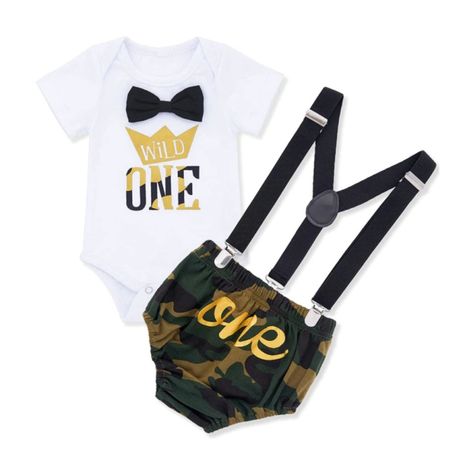 Wild ONE Gold Print & Camo First Birthday Outfit - Cake Smash 3 Piece | Buy  Online in South Africa 