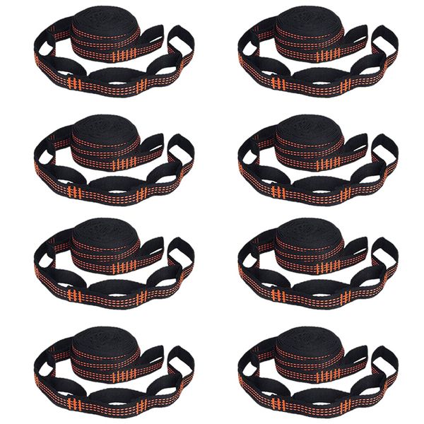 8 Pcs 5-Ring High Load-Bearing Hammock Straps For Home Outdoor Orange