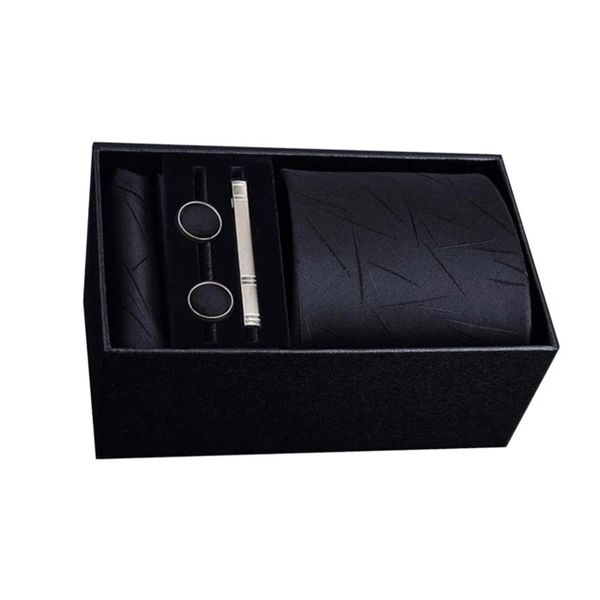 Men's Tie Pocket Square Cufflinks Set In Gift Box For Men