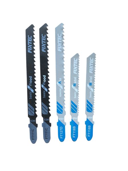 Fixtec 5 Piece Jig Saw Blades Carbon Steel