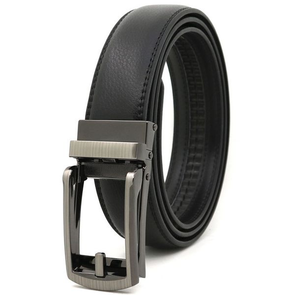 Leather Belt For Men - Genuine Leather Auto Click Pin Buckle - Black