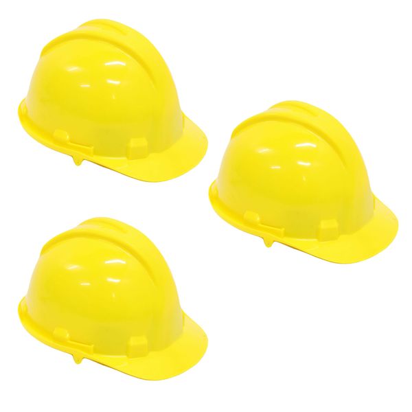 Hard Hat - Worker Safety Helmet - Yellow - 3 Pack