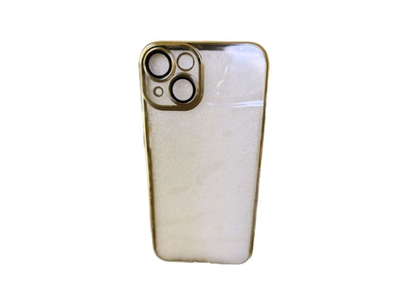 Clear Phone Case with Gold Frame - for iPhone 14