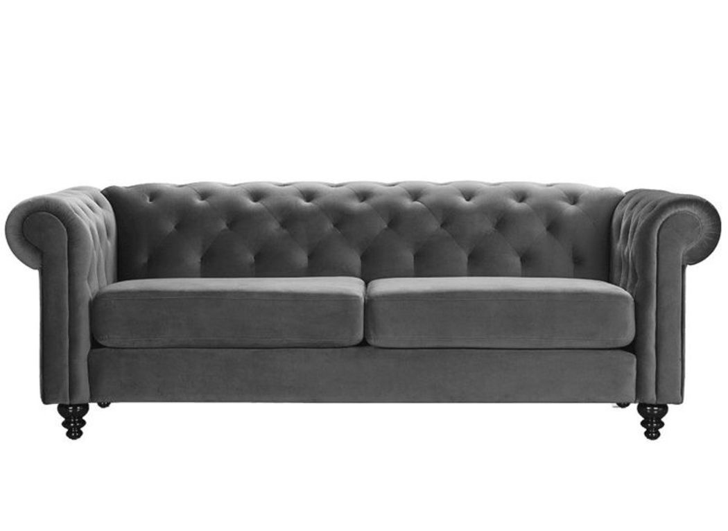 Amazon Grey Chesterfield Tufted Couch With Removable & Reversible Seat ...