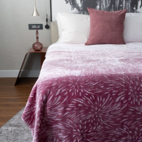 Sesli - Mink Colourful 1Ply Blanket – Queen Size - Pattern Purple