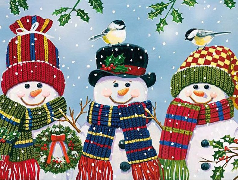Snowman Trio - 250 Piece Wooden Adult Jigsaw Puzzle