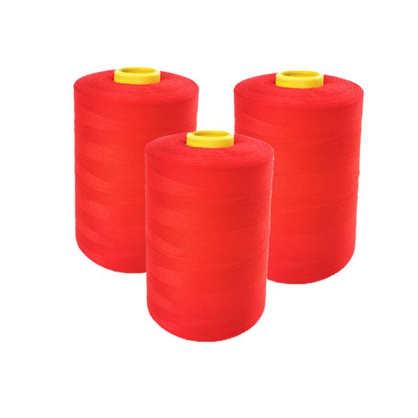 3 x Cotton Thread Sewing Thread Reel String For Sewing Machine 3000m - Red