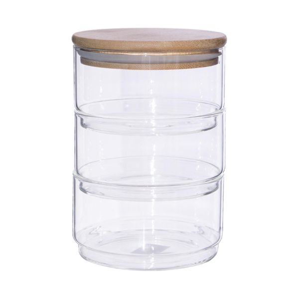 Stackable Glass Containers with Bamboo Lid