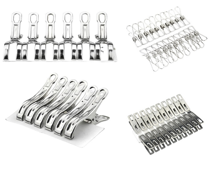 Stainless Steel Clothes Pegs Pin - Set of 4 Styles