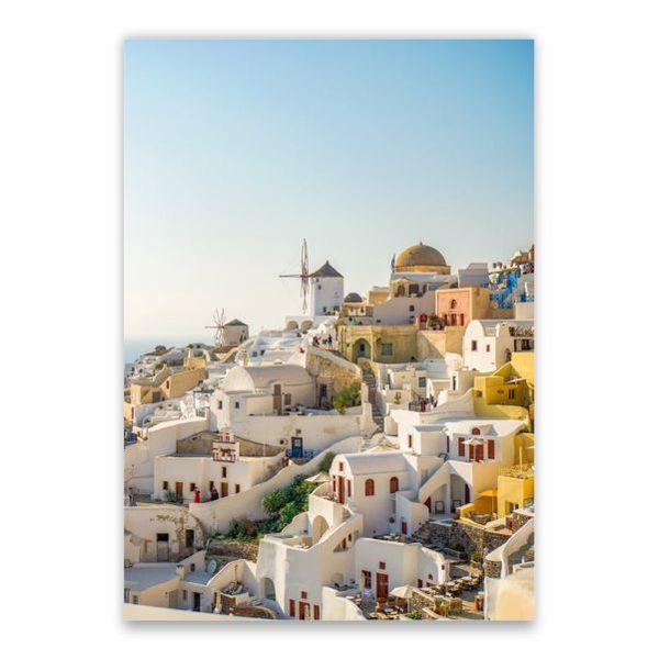 Limestone Houses And Windmill Greece Poster - A1