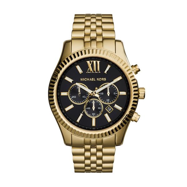 Michael Kors Lexington Mens Gold Stainless Steel Strap Watch-MK8286