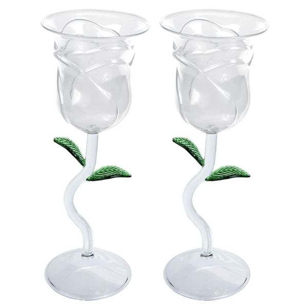 Set of 2 Rose Shaped Wine Glasses - 200ml
