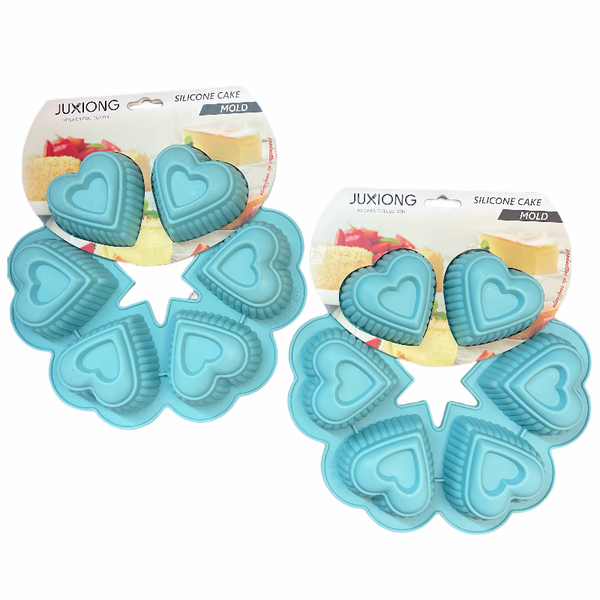 2-Pack of ,6 Cavities Mousse Heart Shaped-slicone