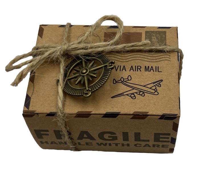 Small Party Favor Boxes - Airplane Mail Theme (Brown)