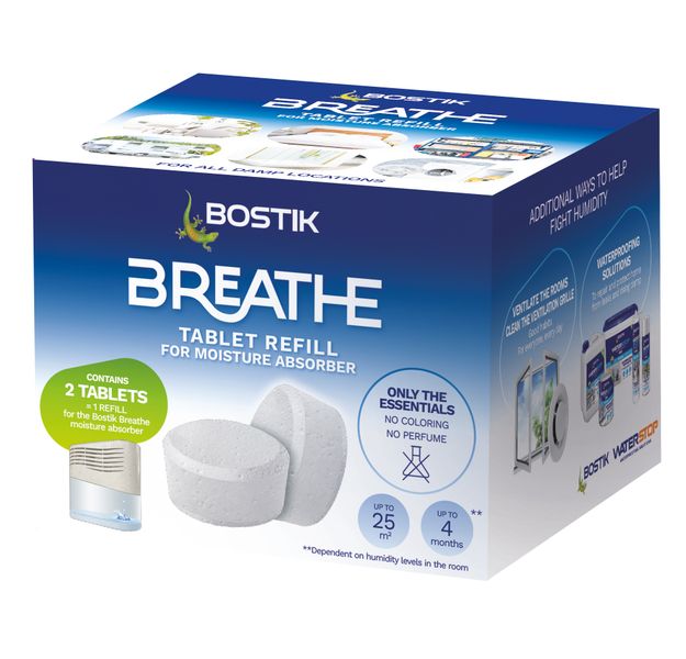 Bostik Breathe Refill for Dehumidifier 250g Tablets- Box of 2 Tablets