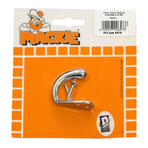 Mackie - Coat Hook - Single - Chrome Plated - Bulk Pack of 15