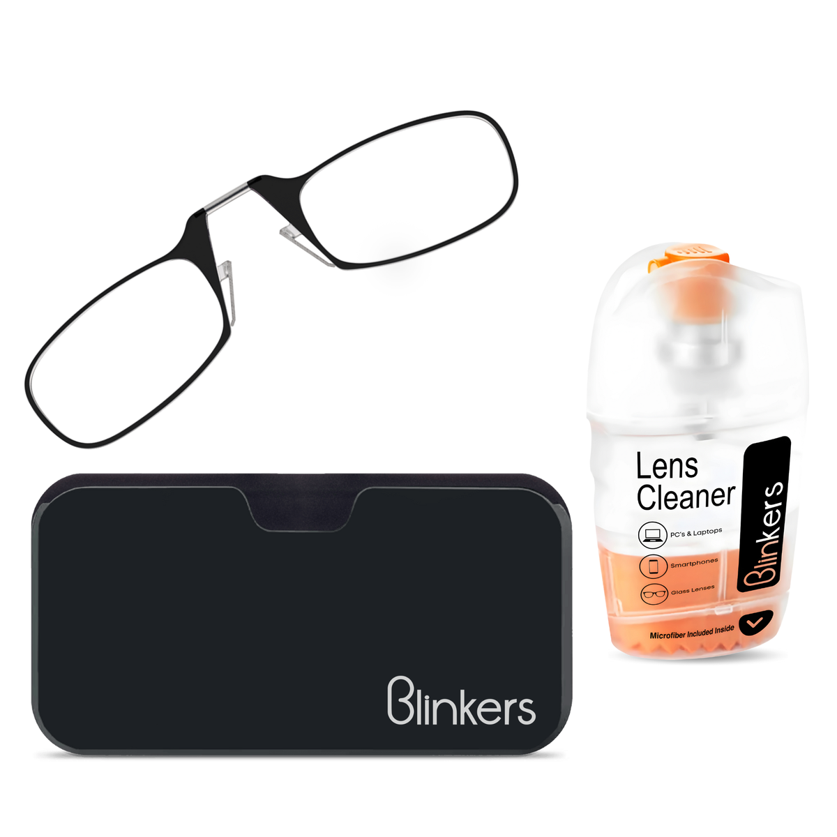 Blinkers Mini Armless Thin Frame Reading Glasses & Pod Case + Cleaner ...