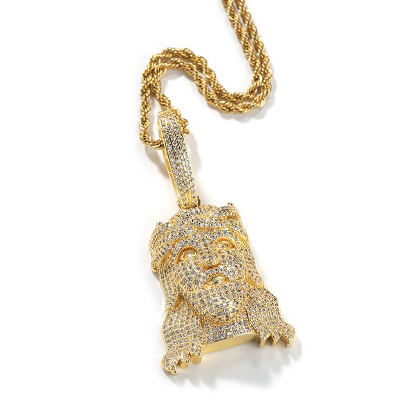 Hip Hop Necklace Zircon Portrait Pendant Retro Style Plating Jewelry