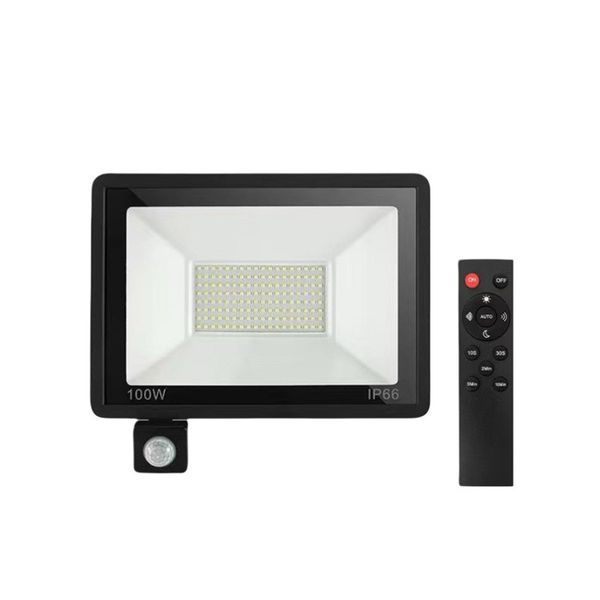 100W Outdoor Waterproof Remote Control Dimming Sensor LED Flood Light