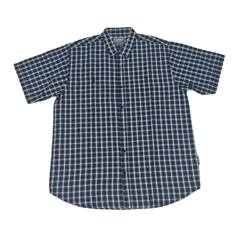 Kakiebos Short Sleeve Check Shirt Navy/Teal/White | Shop Today. Get it ...