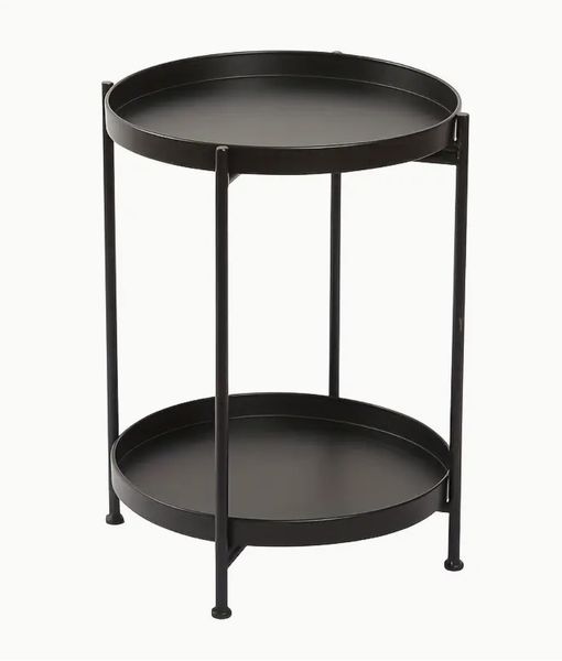 Royal Blue 2-Tier Metal Side Table End Table Tray Table Easy Assembly