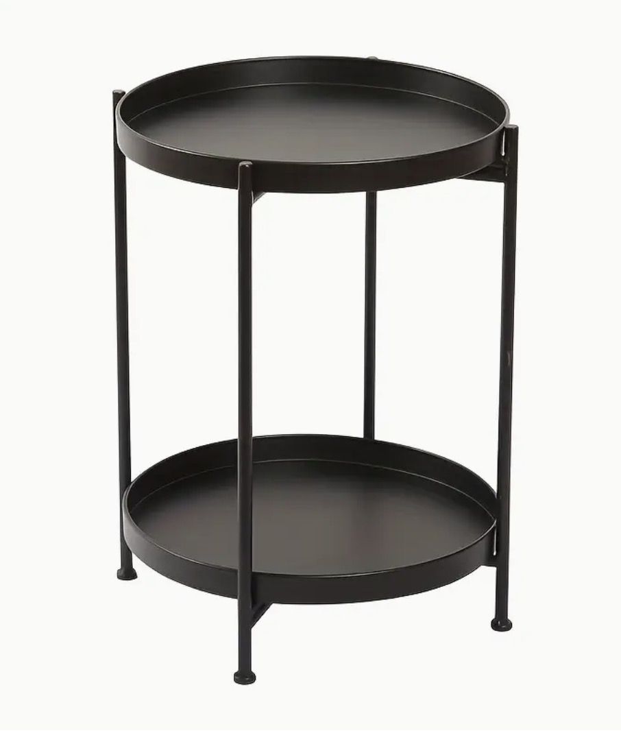 Royal Blue 2-Tier Metal Side Table End Table Tray Table Easy Assembly