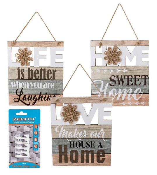 3x Plaque Cut Out 20x22cm - Hanging Hooks Included