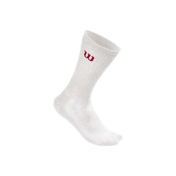 Men's Wilson Crew White Socks - 3 Pairs (Size: 5.5 - 12.5)