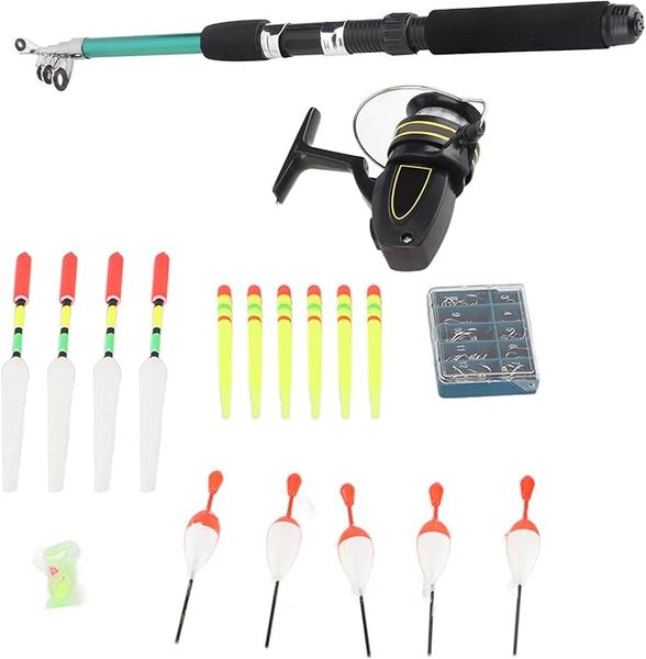 Portable Full Kit Fishing Rod Reel Set With LineHooks,Floats &amp; Gear