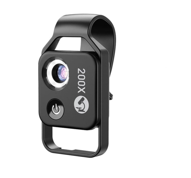 200x Microscope Objective Lens with CPL LED Light, Universal Type, Black