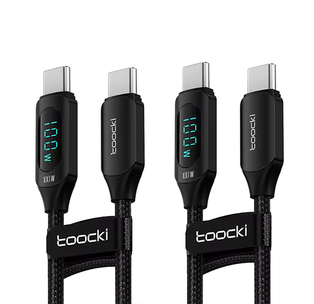 Toocki - 100W Digital Display - Fast Charging Cable - Type C - 1M - 2 Pack
