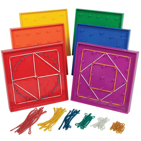 Geometry Geoboard Kit with 6 Boards, 144 Rubber Bands - 12,6cm