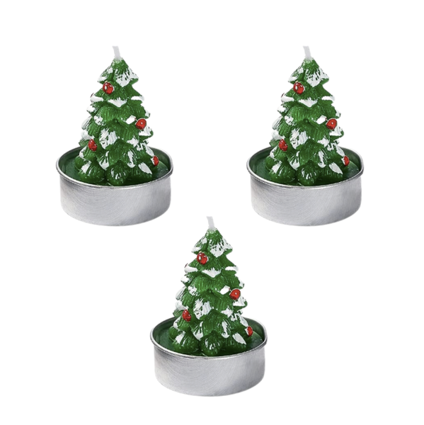 Set of 3 Christmas-Themed Tealight Candles