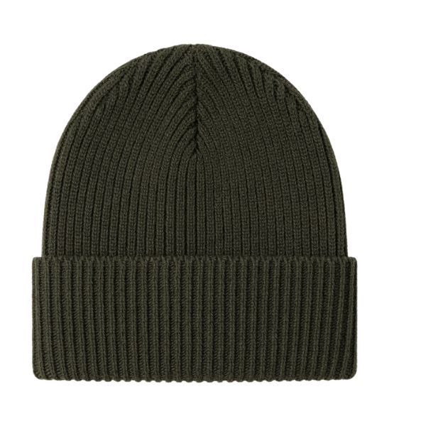 Dark Olive Green Ribbed Knitted Beanie - Classic Cuffed Winter Hat