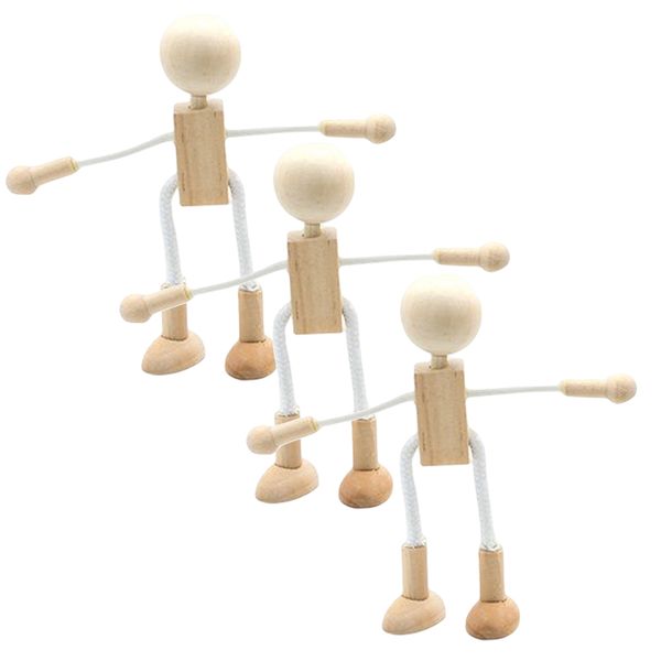 Craft Natural Unfinished Wooden Peg Doll Bodies People 3 Set 12cm