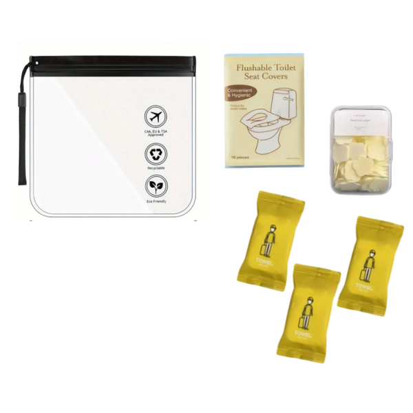 Clear Travel TSA Approved Toiletry Bag with Hygiene Essentials