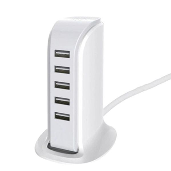 5 Port Universal Multi USB Charger 6A USB Hub - White